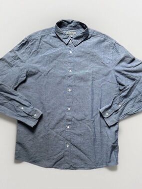 COS Mens Medium Cotton And Silk Dress Shirt Heather Blue Denim